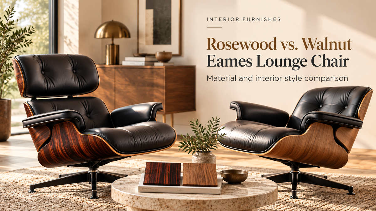 Rosewood versus walnut Eames lounge chair finish comparison