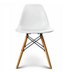 Eames DSW Dining Side Chair with Wooden Legs - White
