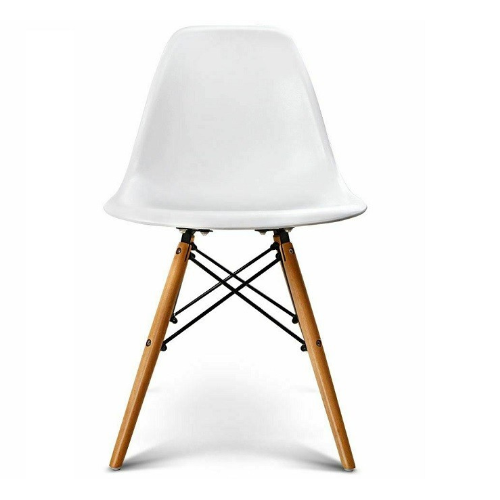 Eames DSW Dining Side Chair with Wooden Legs - White
