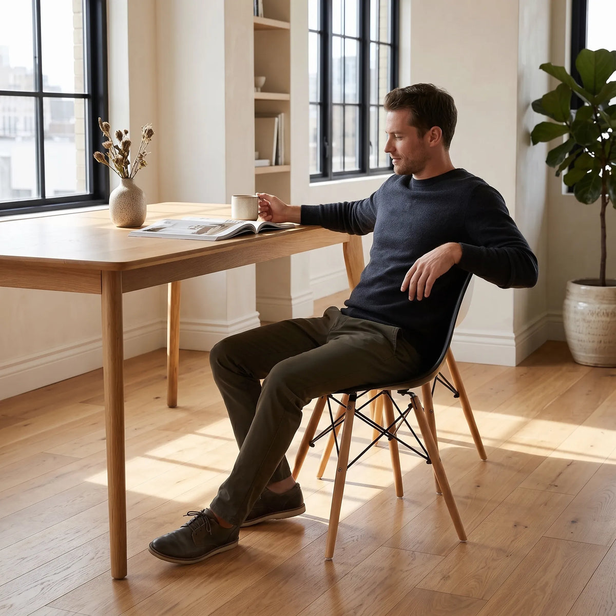 Eames DSW Dining Side Chair with Wooden Legs