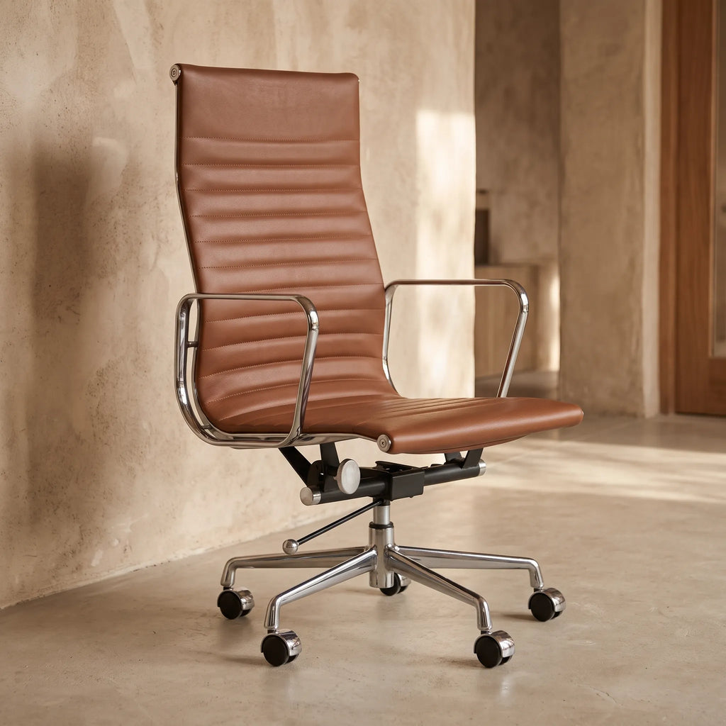 Eames Style EA 117 / EA 119 Thin Pad Leather Chair | Mid Furniture
