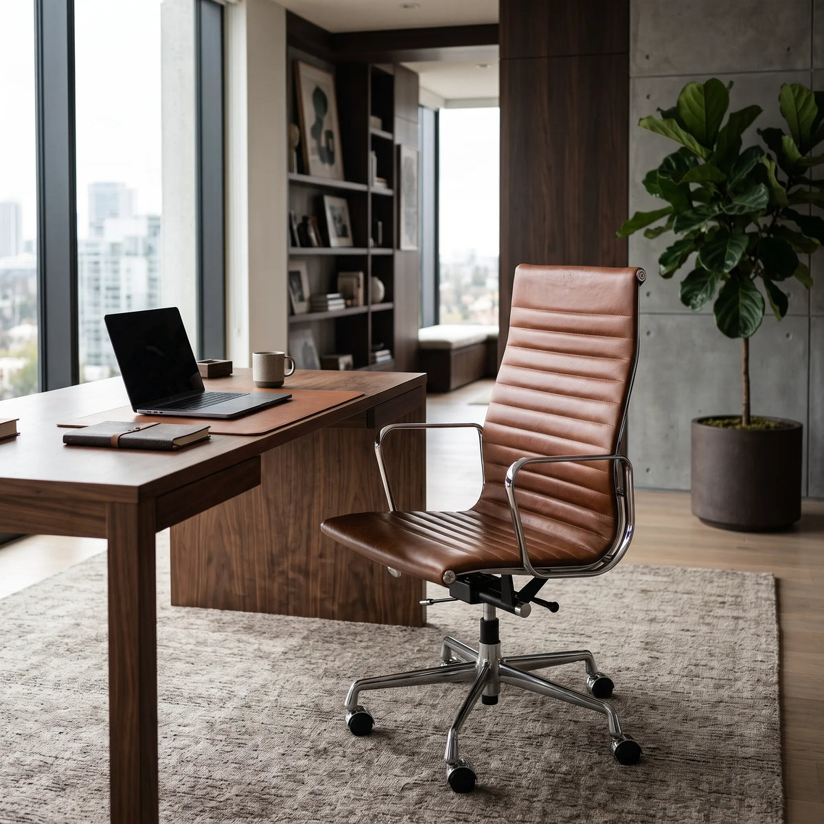Eames Style EA 117 / EA 119 Thin Pad Leather Chair | Mid Furniture