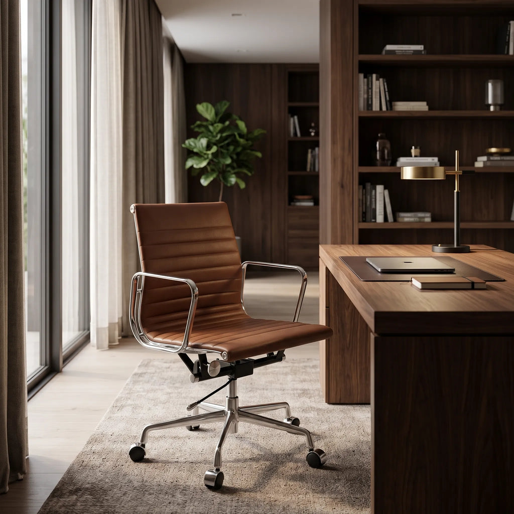 Eames Style EA 117 / EA 119 Thin Pad Leather Chair | Mid Furniture