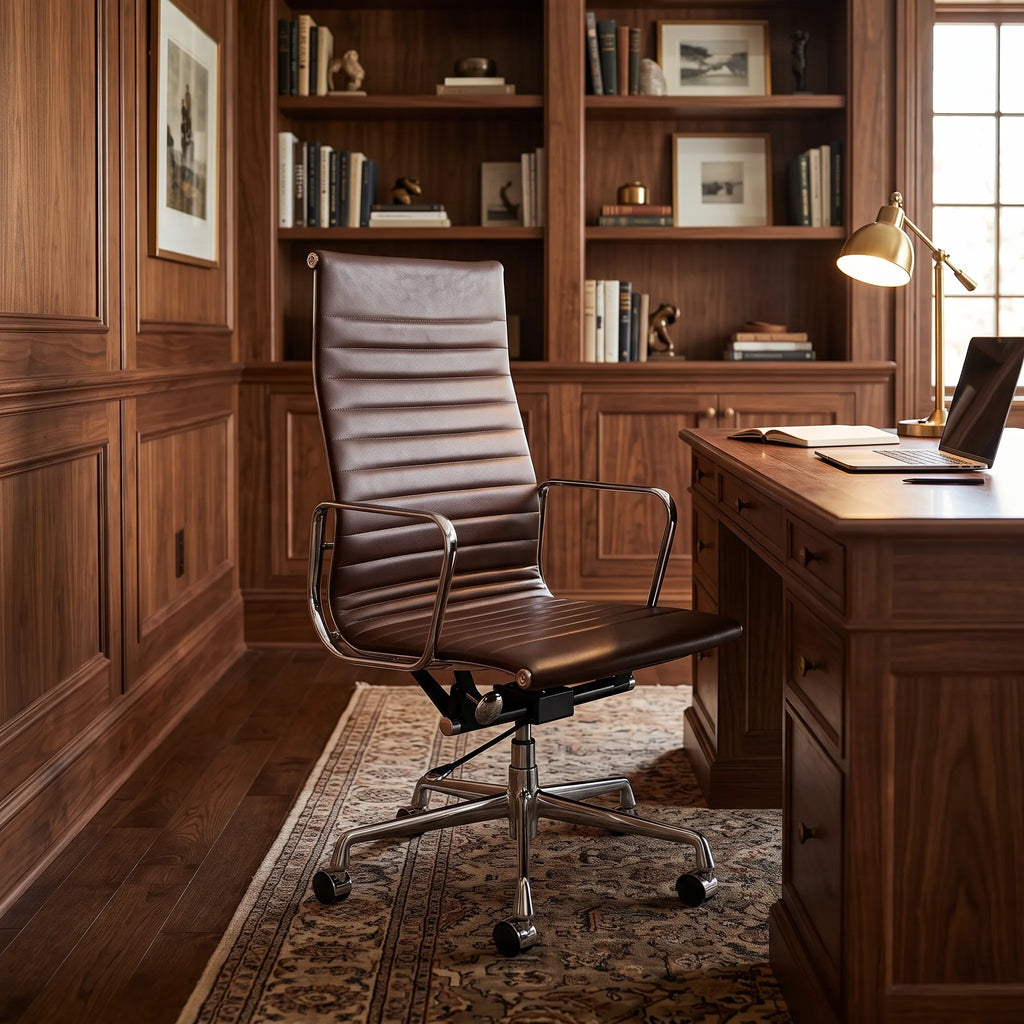 Eames Style EA 117 / EA 119 Thin Pad Leather Chair | Mid Furniture