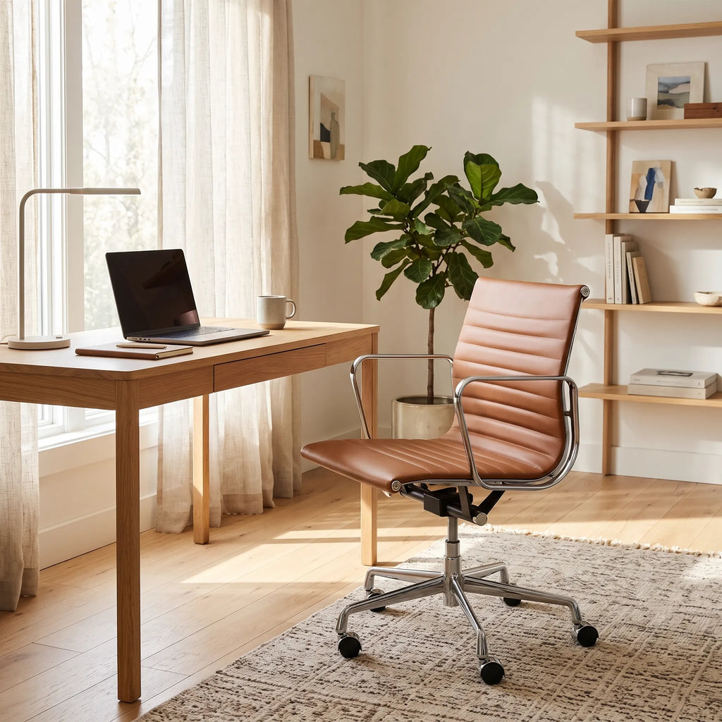 Eames Style EA 117 / EA 119 Thin Pad Leather Chair | Mid Furniture