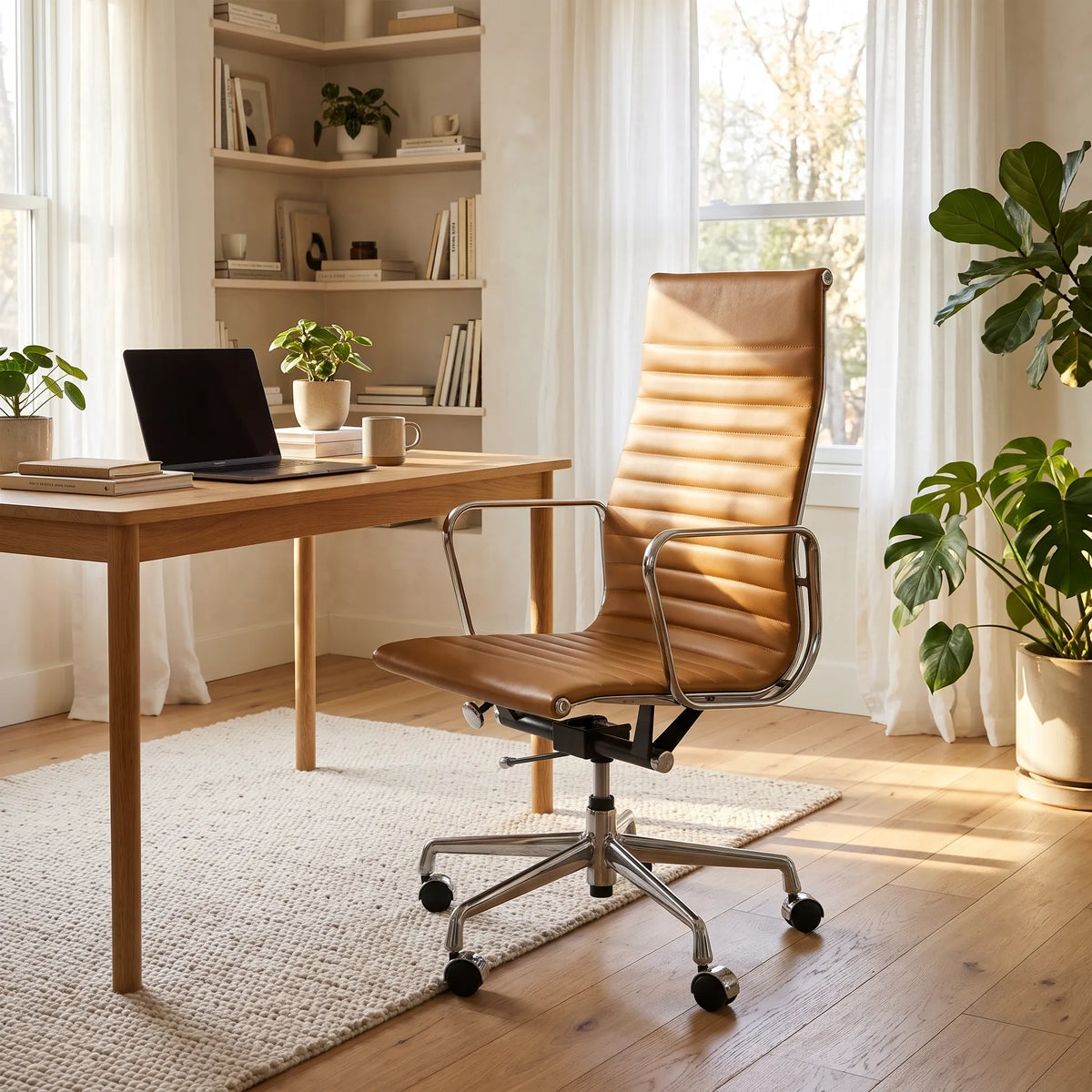 Eames Style EA 117 / EA 119 Thin Pad Leather Chair | Mid Furniture