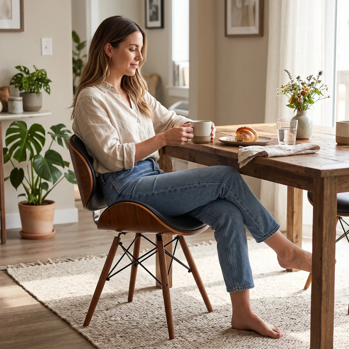 Dining chair in a bright breakfast table setting