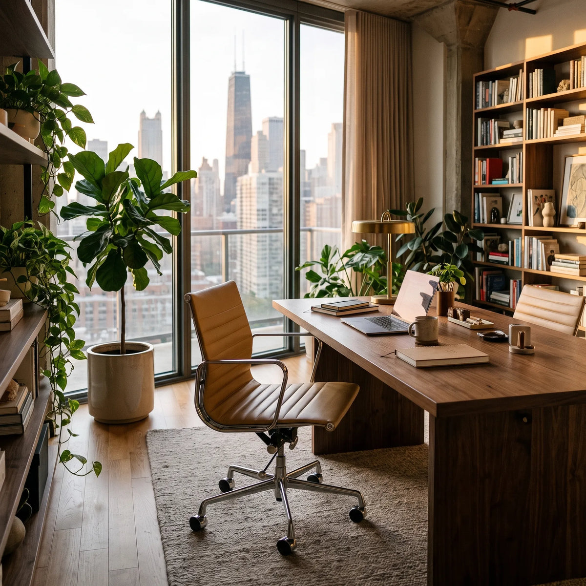 Eames Style EA 117 / EA 119 Thin Pad Leather Chair | Mid Furniture