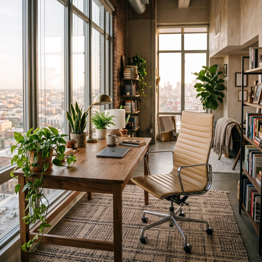 Eames Style EA 117 / EA 119 Thin Pad Leather Chair | Mid Furniture