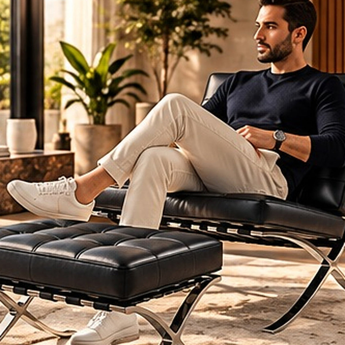 Barcelona chair and ottoman gallery model