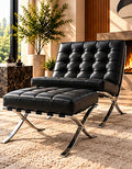 Barcelona chair and matching ottoman - black