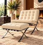 Barcelona chair and matching ottoman - cream