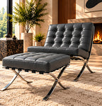 Barcelona chair and matching ottoman - dark grey