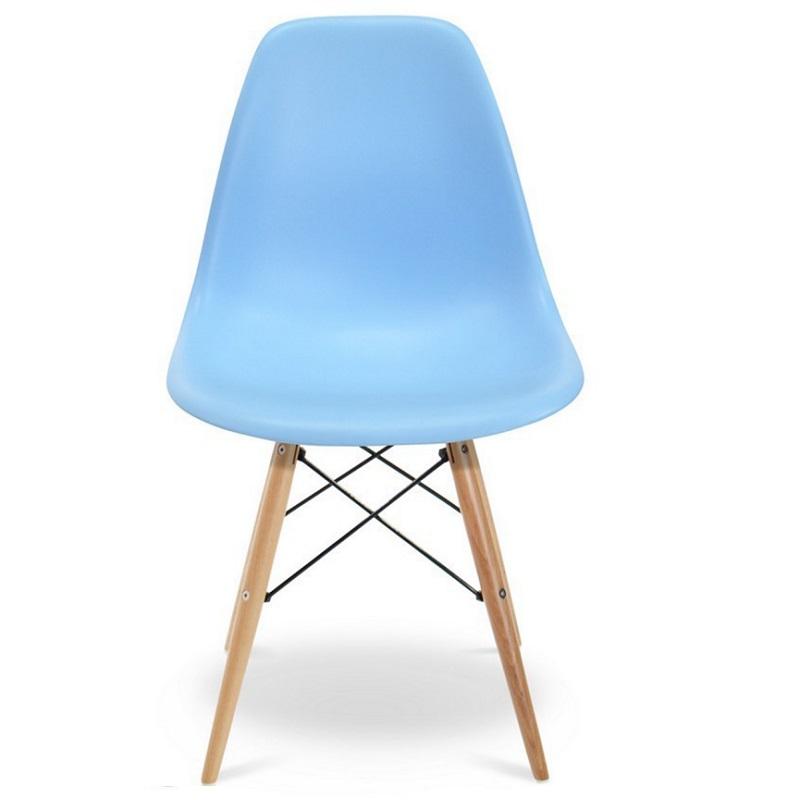 Eames DSW Dining Side Chair with Wooden Legs - Light Blue