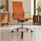 EA117/EA119 Mesh Chair — EA 119 – High Back / Orange / Chrome Frame — premium lifestyle photo