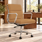 EA217 Low Back Soft Pad Chair – Camel / Chrome Frame – premium lifestyle photo