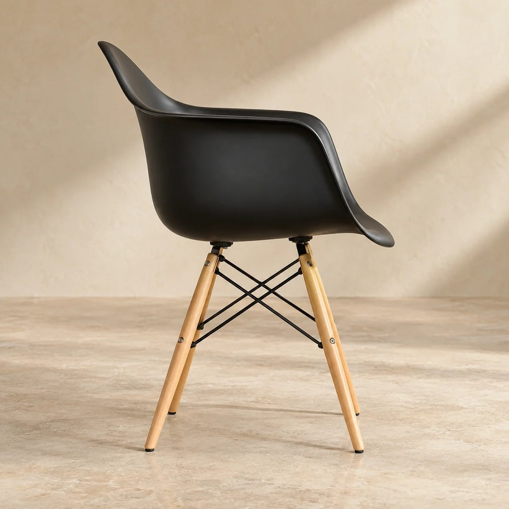 Black Eames DAW dining armchair side profile