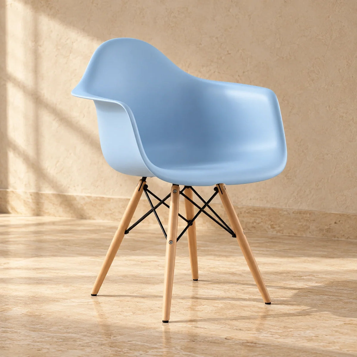 Light Blue Eames DAW dining armchair single-chair variant