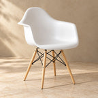 White Eames DAW dining armchair single-chair variant