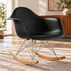Eames RAR Rocking Armchair – Black / Chrome & Wood Runners – premium lifestyle photo