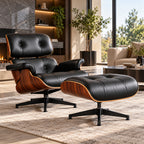Eames Lounge Chair Replica & Ottoman – Rosewood Finish – Black / Black Base – lifestyle photo