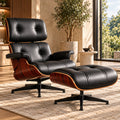 Eames Lounge Chair Replica & Matching Ottoman – Tall Version / Black / Rosewood – premium lifestyle photo