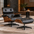 Eames Lounge Chair Replica & Matching Ottoman – Walnut Wood – Black / Black Base – premium lifestyle photo
