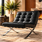 Barcelona chair only, Italian leather, black