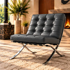 Barcelona chair only, Italian leather, dark grey