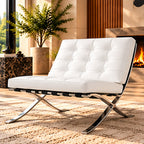 Barcelona chair only, Italian leather, white